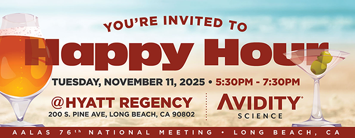 You're Invited to Happy Hour – Tuesday, Nov 11, 2025, 5:30–7:30 PM at Hyatt Regency Long Beach | Avidity Science